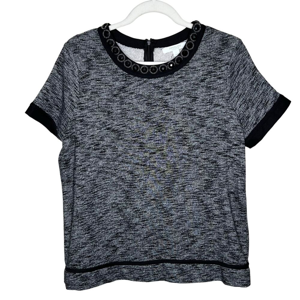 Piperlime Short Sleeved Top Jeweled Collar Size Medium